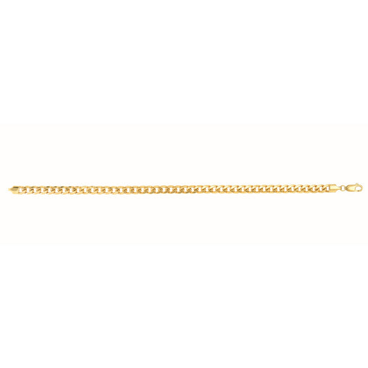 Semi-Solid Miami Cuban Chain Bracelet in 14K Yellow Gold — 8.5 Inches, 4.5mm