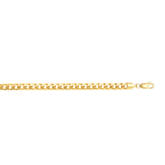 Semi-Solid Miami Cuban Chain Bracelet in 14K Yellow Gold — 8.5 Inches, 5.5mm