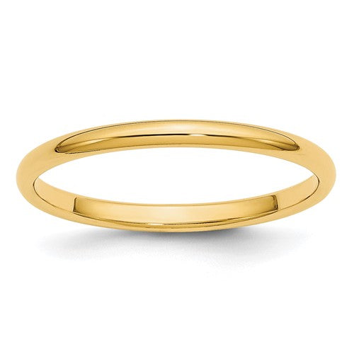 Half Round Wedding Band in 14K Yellow Gold — 2mm, Size 4.5