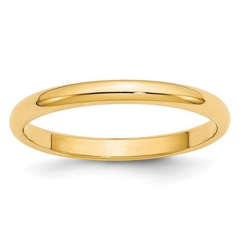 Half Round Wedding Band in 14K Yellow Gold — 2.5mm, Size 7.5