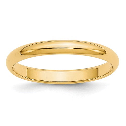 Half Round Wedding Band in 14K Yellow Gold — 3mm, Size 9