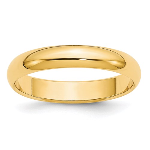 Half Round Wedding Band in 14K Yellow Gold — 4mm, Size 7