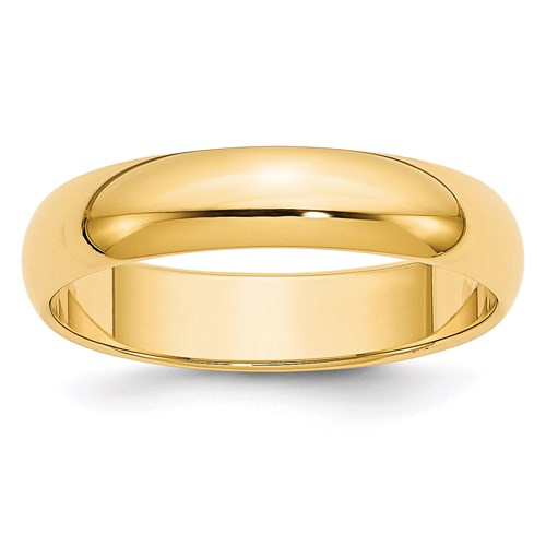 Half Round Wedding Band in 14K Yellow Gold — 5mm, Size 5