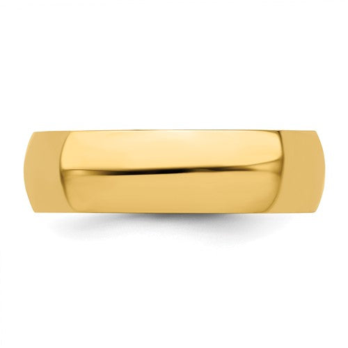 Half Round Wedding Band in 14K Yellow Gold — 6mm, Size 10
