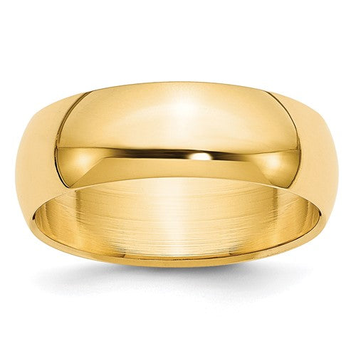 Half Round Wedding Band in 14K Yellow Gold — 7mm, Size 4.5