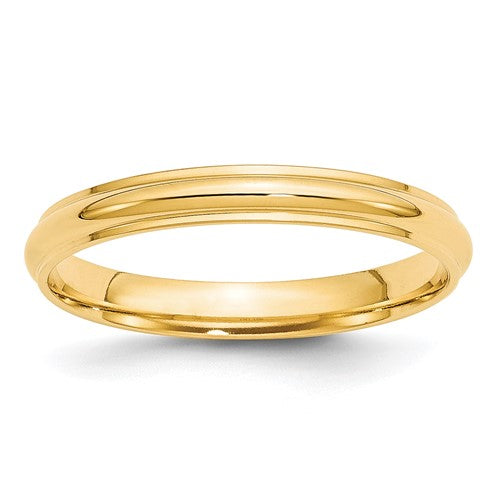 Half Round With Edge Wedding Band in 14K Yellow Gold — 3mm, Size 11.5