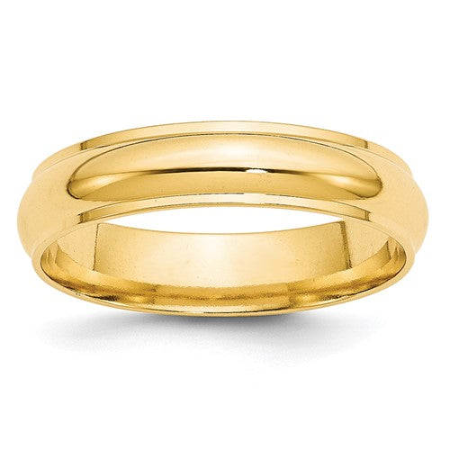 Half Round With Edge Wedding Band in 14K Yellow Gold — 5mm, Size 8.5