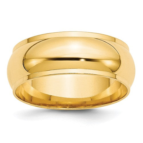 Half Round With Edge Wedding Band in 14K Yellow Gold — 8mm, Size 11