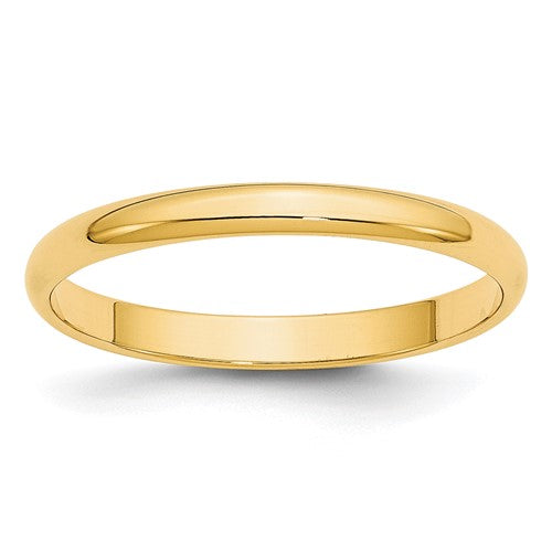 Half Round Wedding Band in 14K Yellow Gold — 2.5mm, Size 4.5