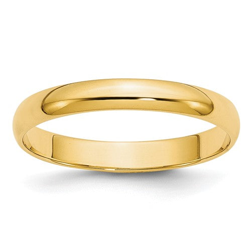Half Round Wedding Band in 14K Yellow Gold — 3mm, Size 7