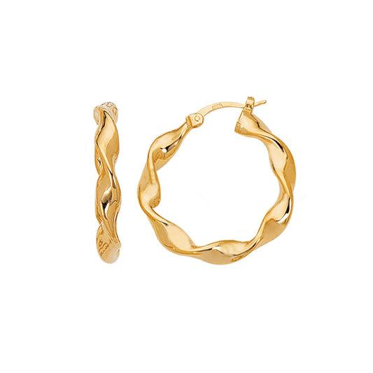 14K Gold Large Chubby Twist Hoop Earring