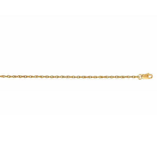 14K Gold 1.0mm Machine Rope Chain (Carded)