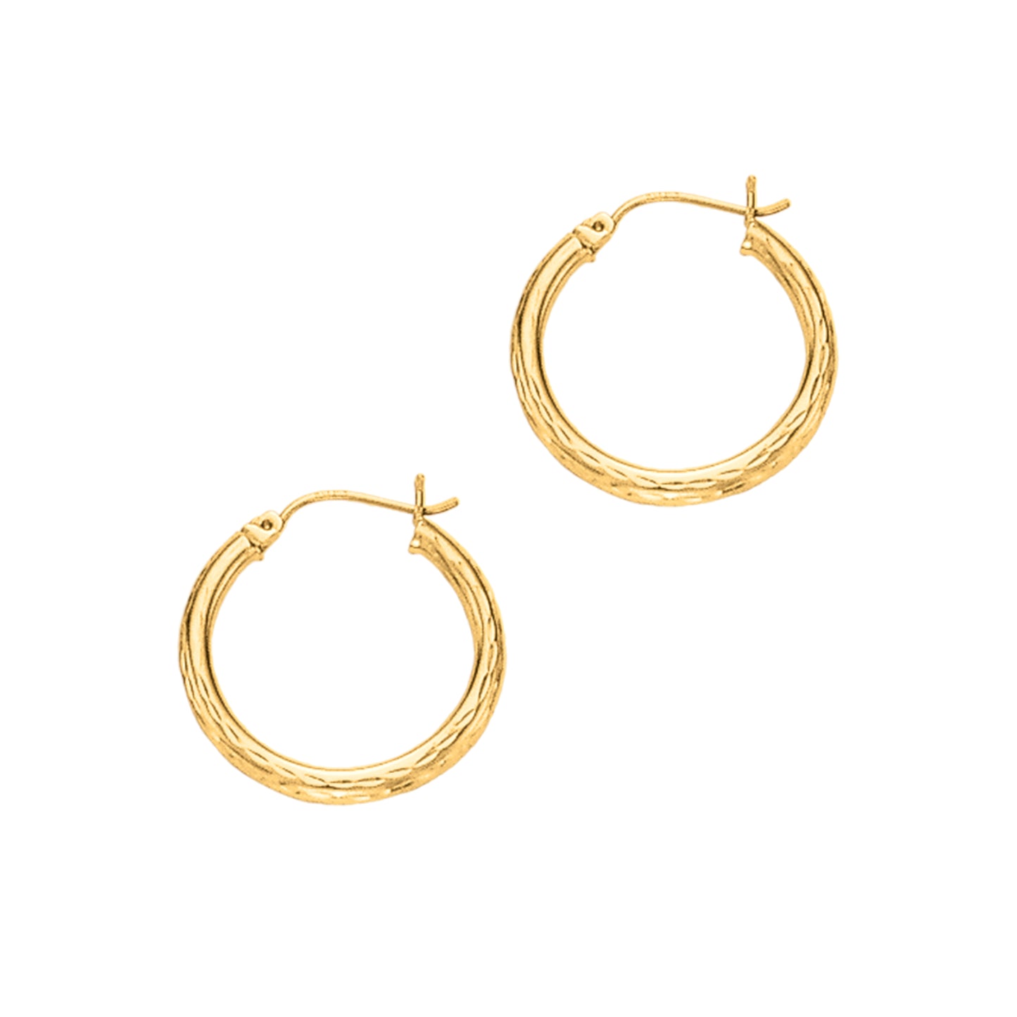 14K Yellow Gold 3mm Diamond Cut Hoop Earring