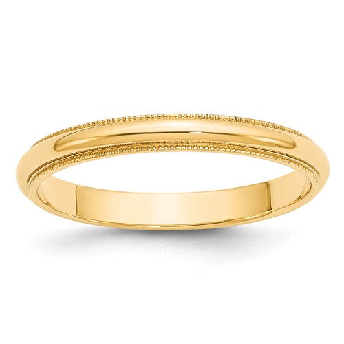 Half Round Wedding Band in 14K Yellow Gold — 3mm, Size 12
