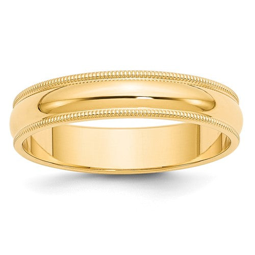 Half Round Wedding Band in 14K Yellow Gold — 5mm, Size 6.5