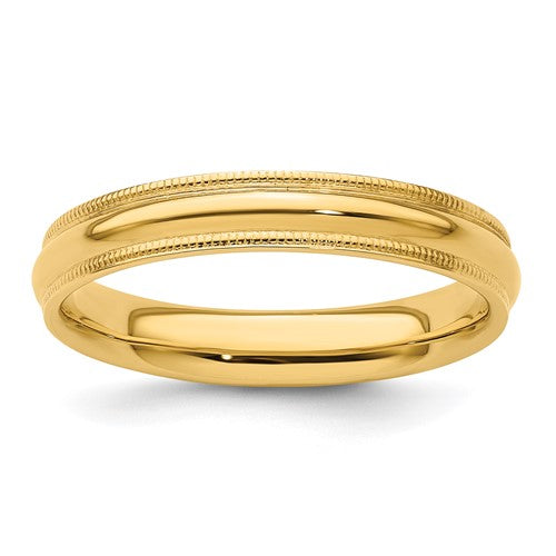 Half Round Comfort Fit Wedding Band in 14K Yellow Gold — 4mm, Size 10