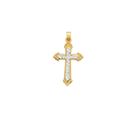 14K Gold Vintage Diamond Cut Cross