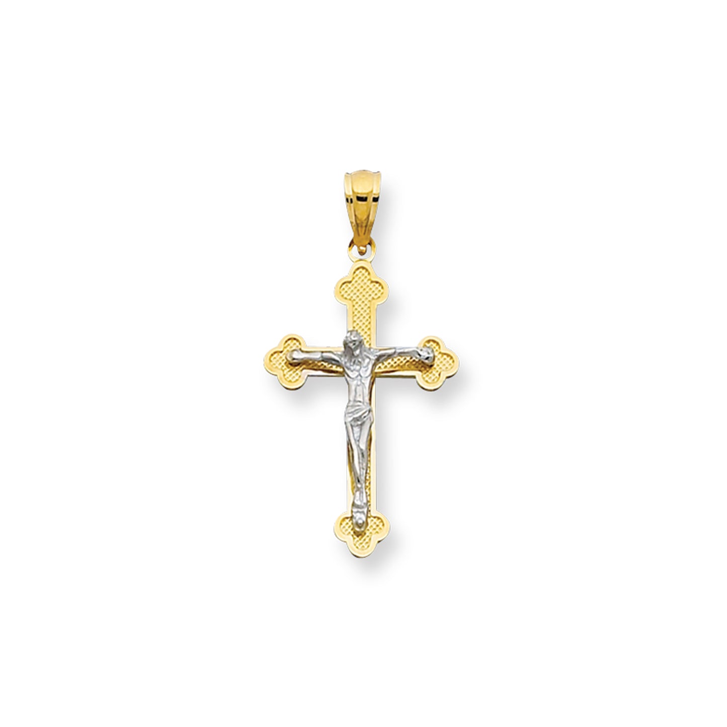 14K Gold Small Scalloped Edge Crucifix Cross