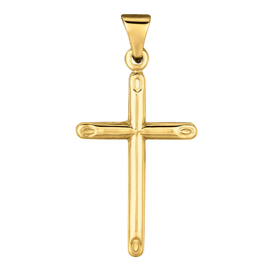 14K Yellow Gold Tapered Edge Cross