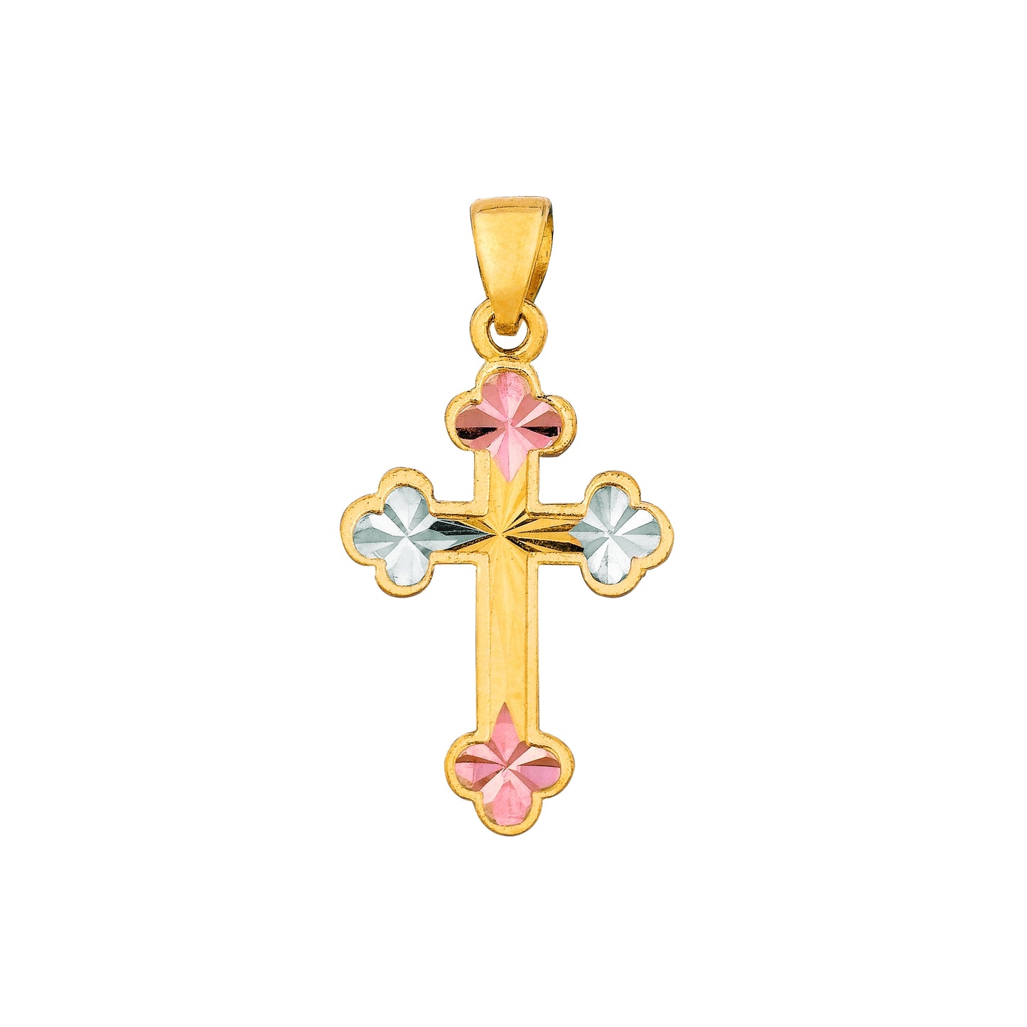 14K Tri-Colorr Gold Cross