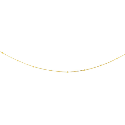 14K Gold 1.8mm Polished Bead Saturn Chain