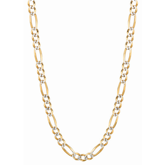 14K Gold 5.8mm White Pave Figaro Chain