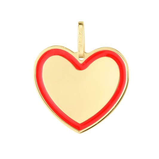 14K Red Enamel Heart Charm