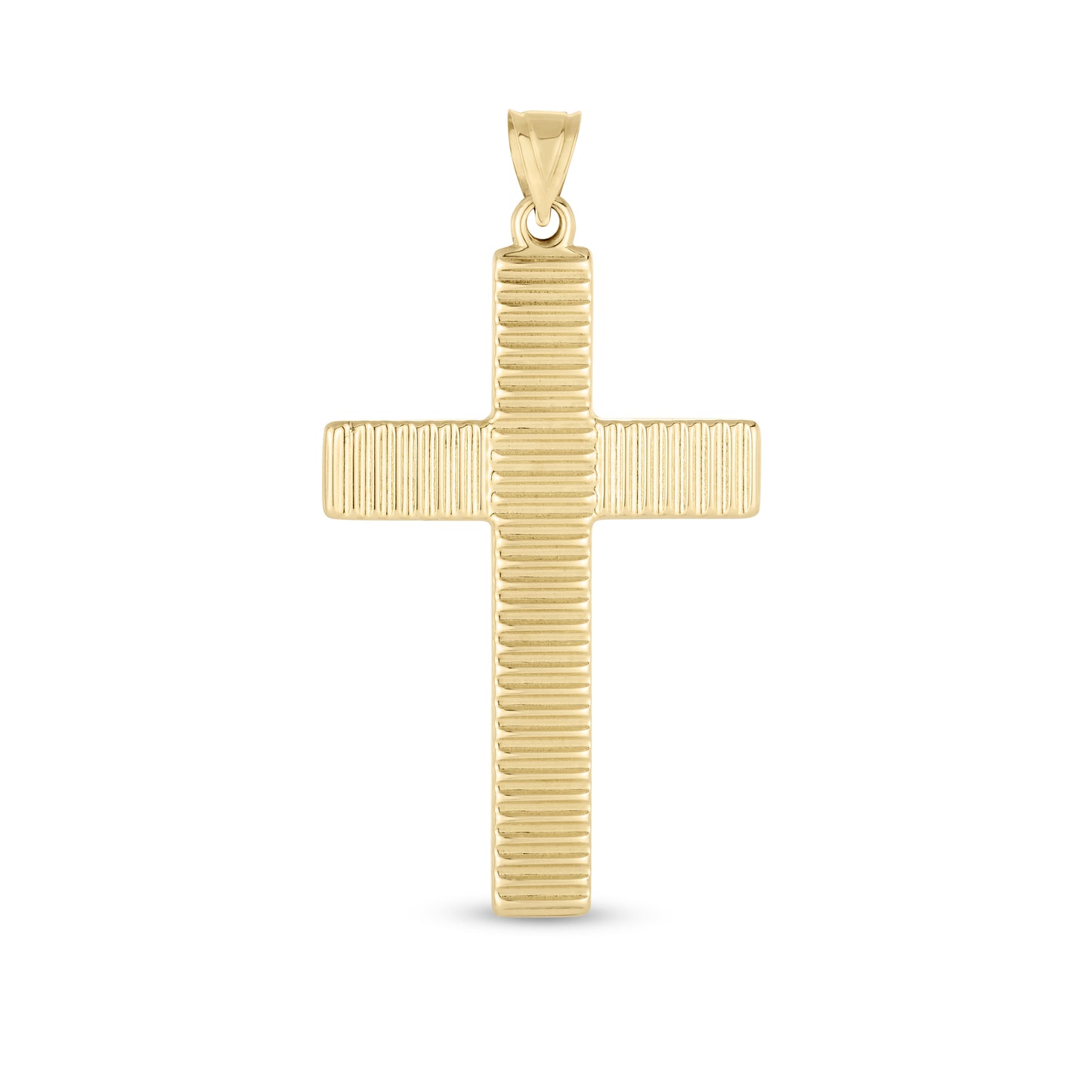 14K Gold Textured Stripe Cross Pendant