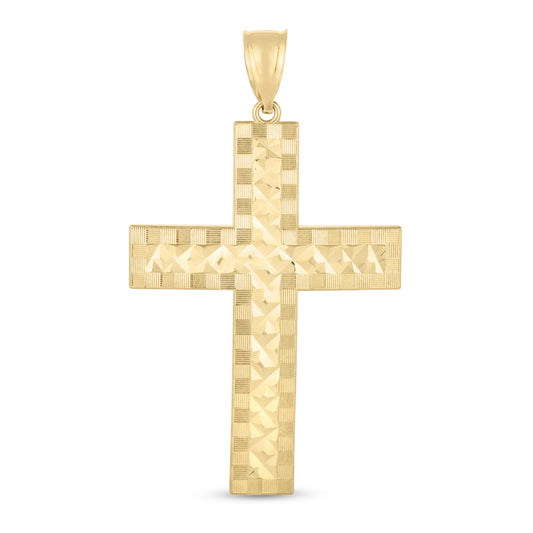 14K Gold Textured Cross Pendant