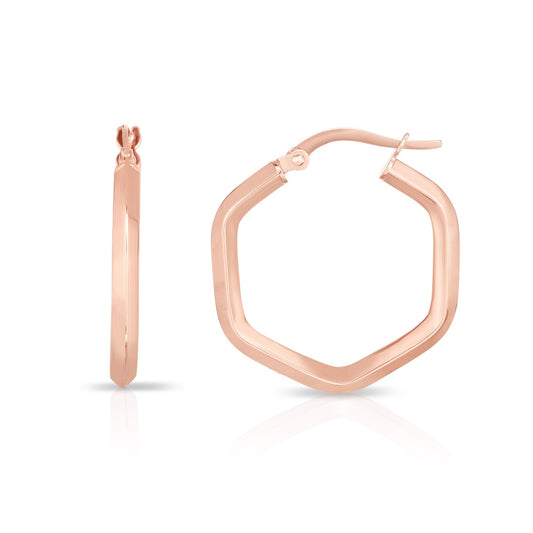 14K Gold Hexagon Hoop Earring