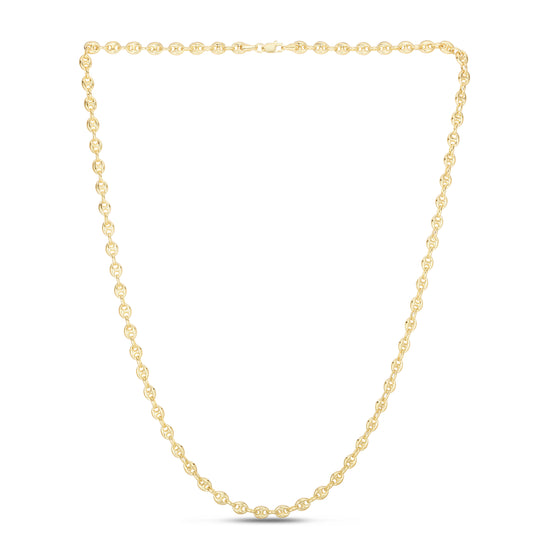 14K Gold Puffed Mariner Chain