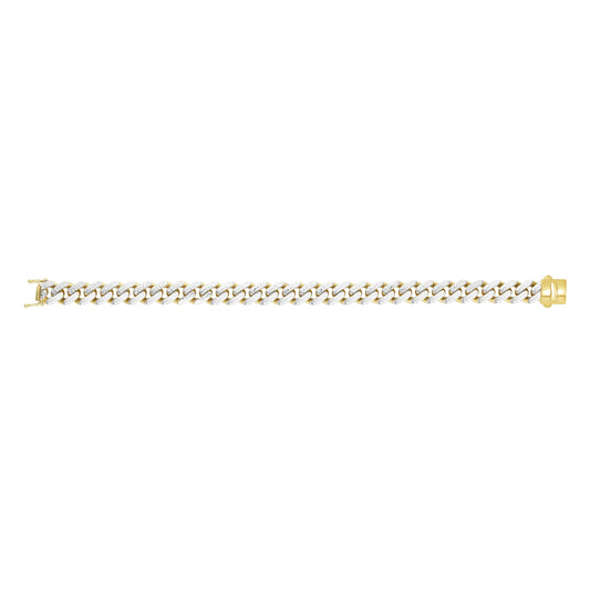 14K Gold 9.5mm White Pave Lite Miami Cuban