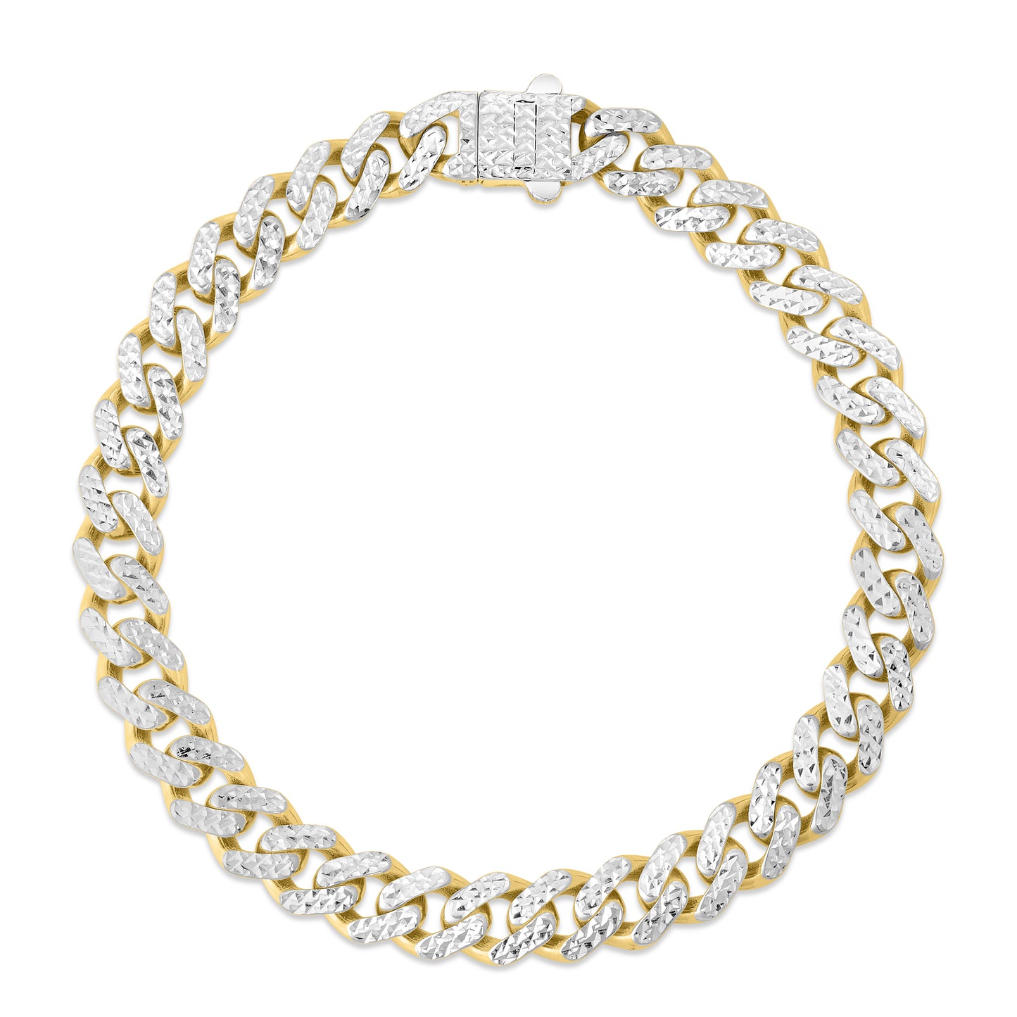 14K 8mm White Pave Lite Miami Cuban Chain