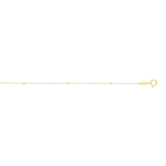 14K Gold 1.5mm Polished Cube Saturn Chain