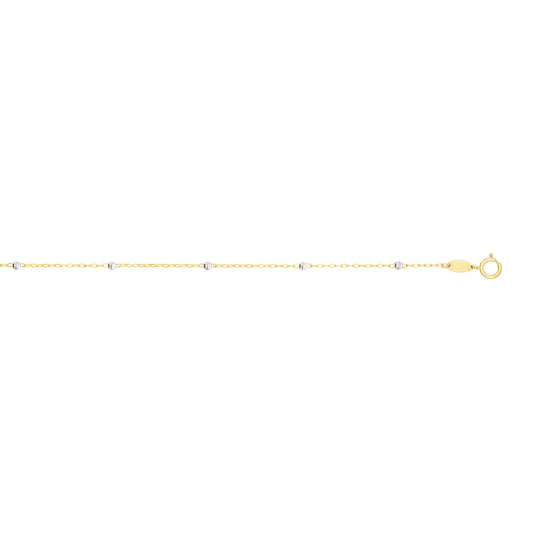 14K Gold 3.5mm Diamond Cut Bead Saturn Chain