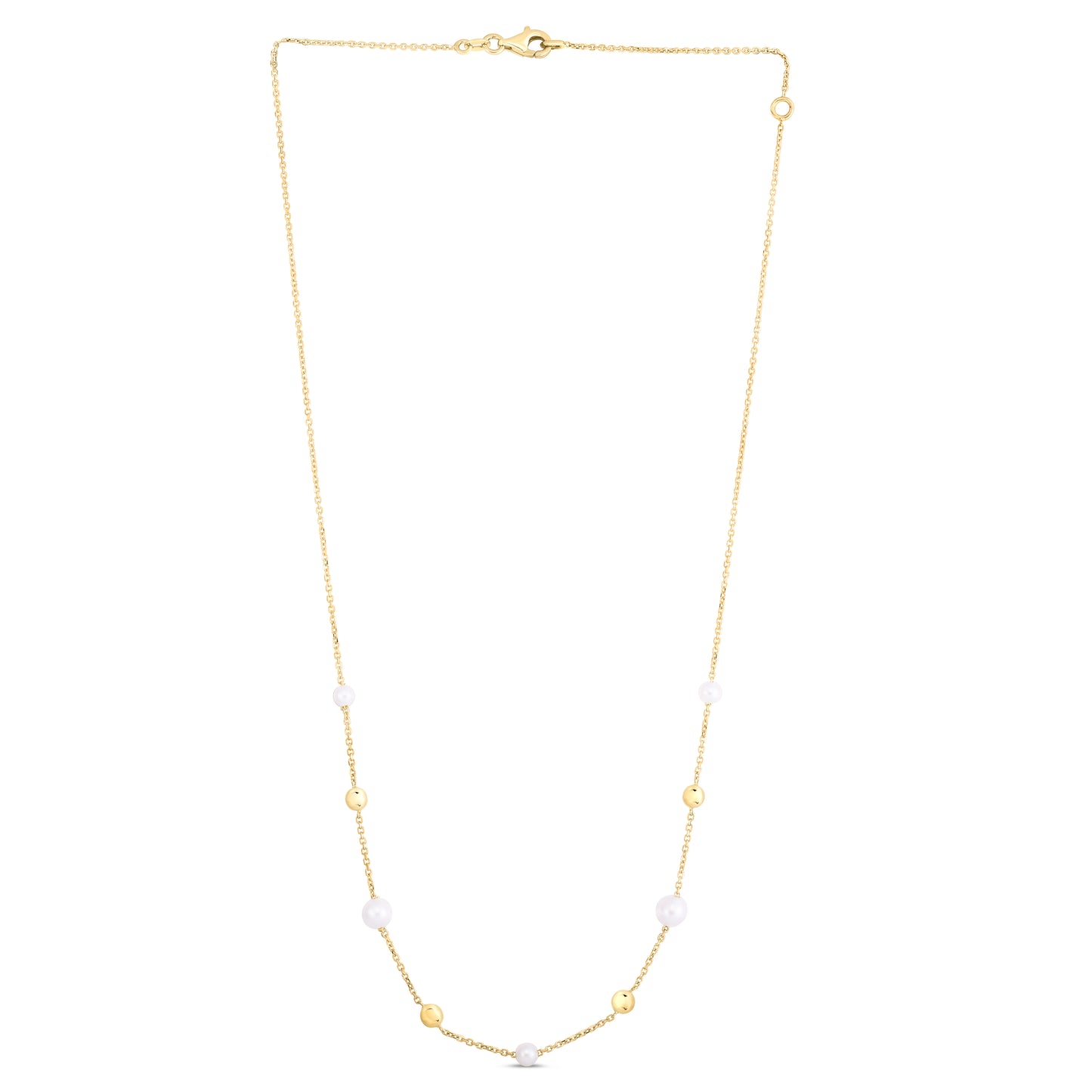 14K Gold & Pearl Bead Tin-Cup Necklace
