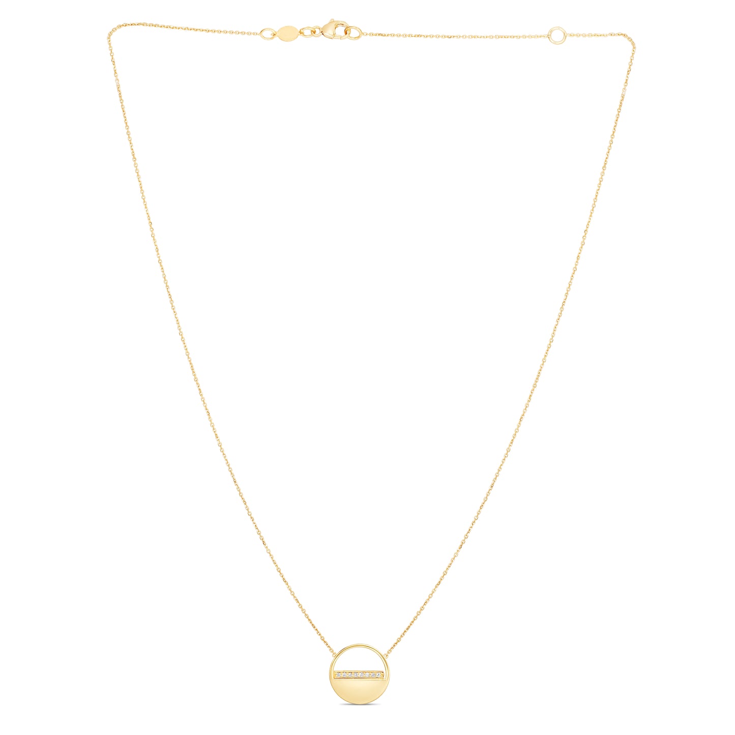 14K Gold Diamond SOHO Half Disc Necklace
