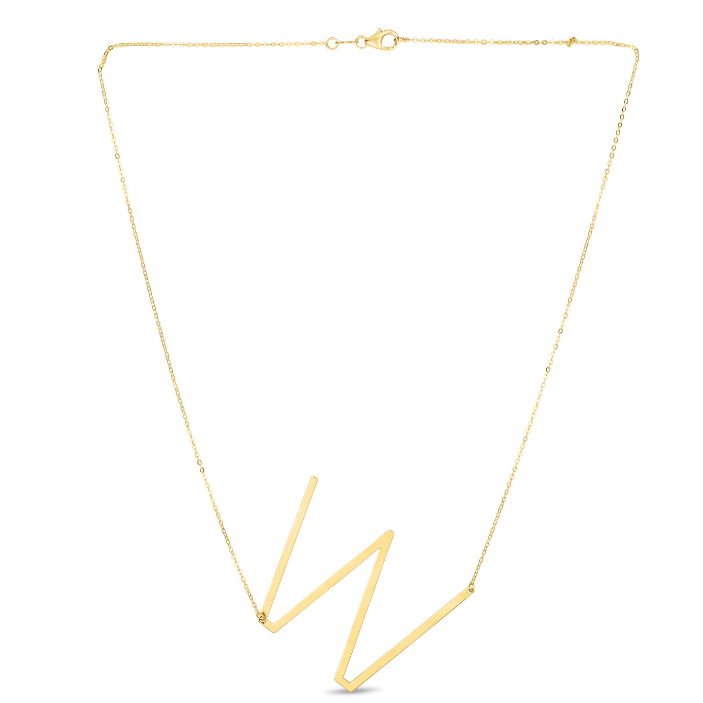 14K Gold Large Initial W Necklace