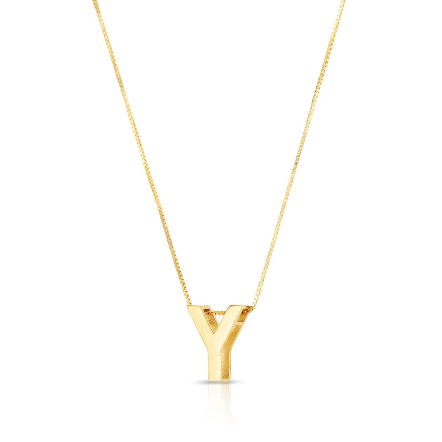 14K Gold Block Letter Initial Y Necklace
