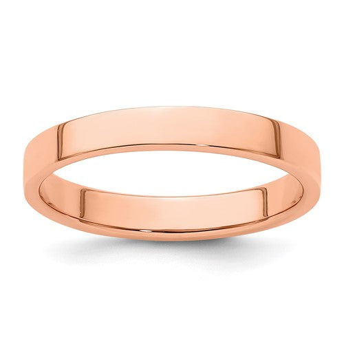 Flat Wedding Band in 14K Rose Gold — 3mm, Size 5