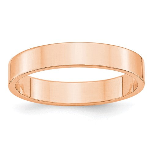 Flat Wedding Band in 14K Rose Gold — 4mm, Size 10