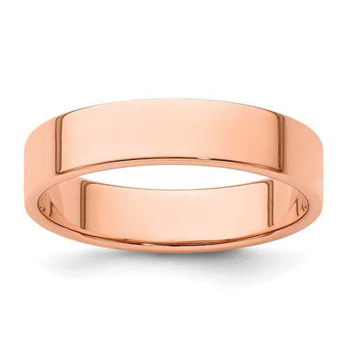 Flat Wedding Band in 14K Rose Gold — 5mm, Size 10.5