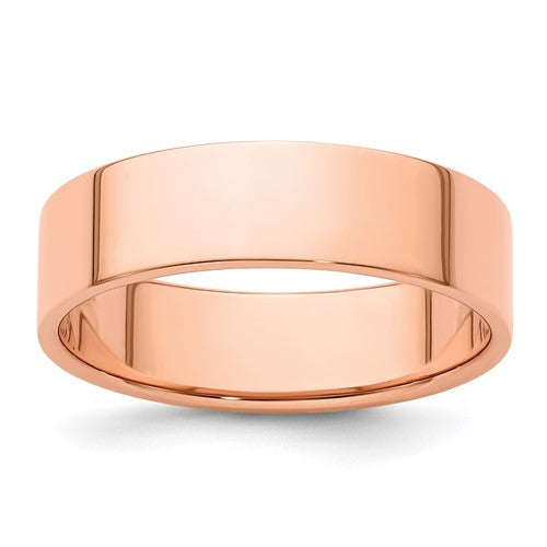 Flat Wedding Band in 14K Rose Gold — 6mm, Size 7.5
