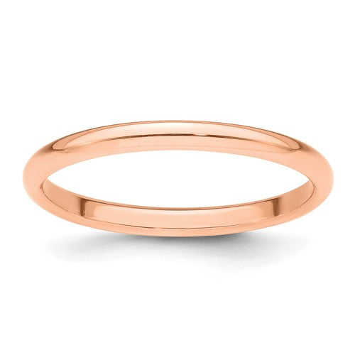 Half Round Wedding Band in 14K Rose Gold — 2mm, Size 6.5