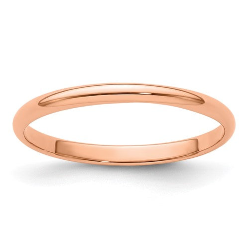 Half Round Wedding Band in 14K Rose Gold — 2mm, Size 13