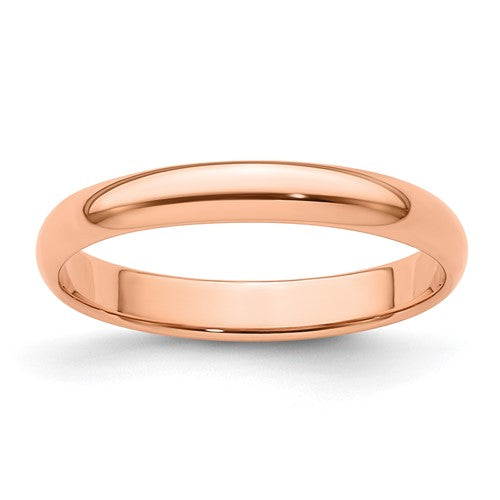 Half Round Wedding Band in 14K Rose Gold — 3mm, Size 12