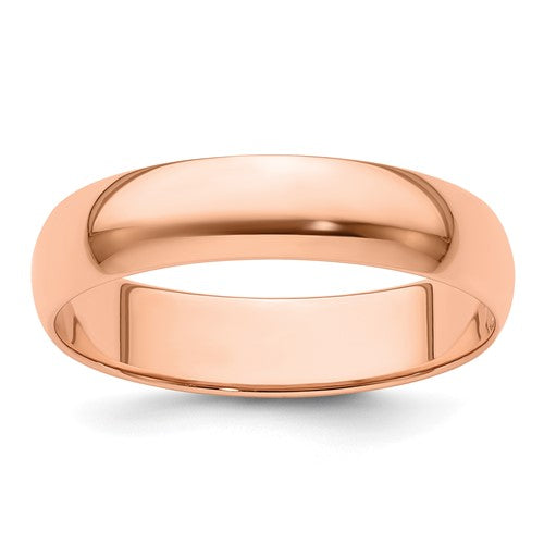 Half Round Wedding Band in 14K Rose Gold — 5mm, Size 8