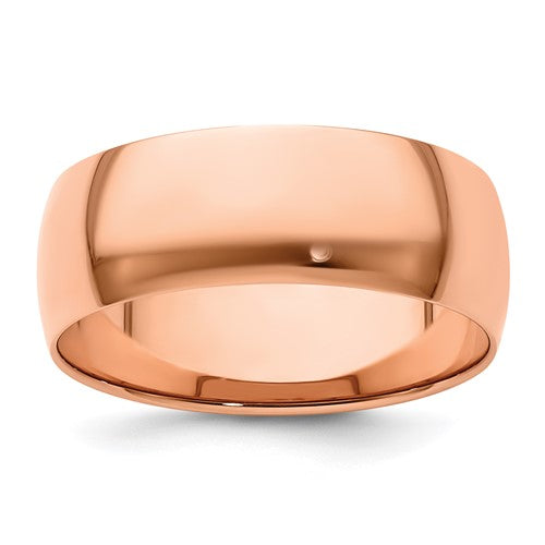 Half Round Wedding Band in 14K Rose Gold — 8mm, Size 6