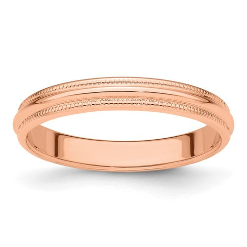 Half-Round Wedding Band in 14K Rose Gold — 3mm, Size 6