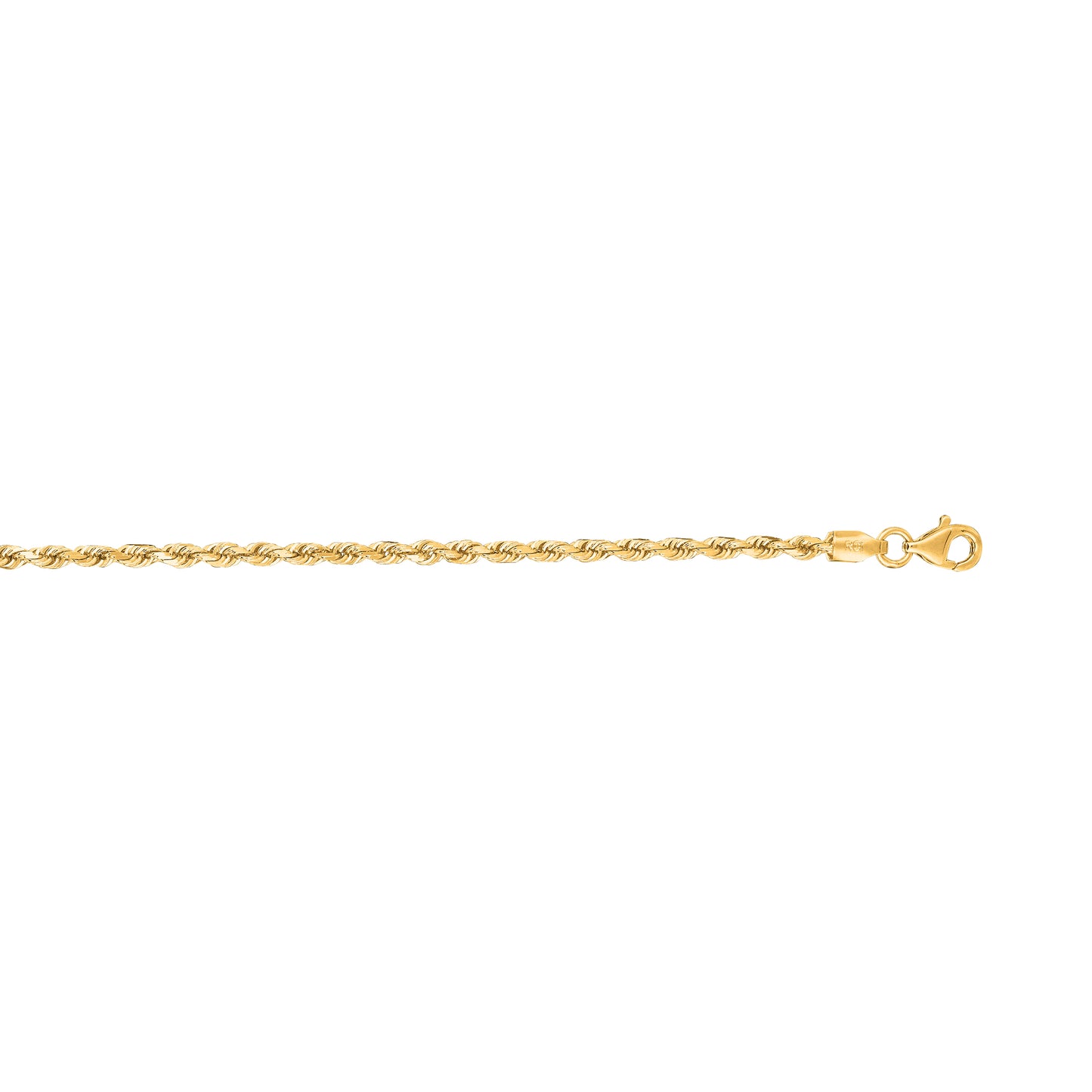 14K Gold 2.5mm Diamond Cut Royal Rope Chain